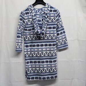 Nautica Womens Sweater Dress Hoodie Size Medium Fleece Anchor Print 3/4 Sleeve